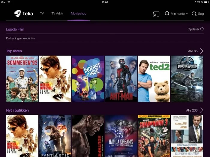 Telia TV iPad Movieshop
