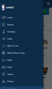 NBA League Pass Android menu