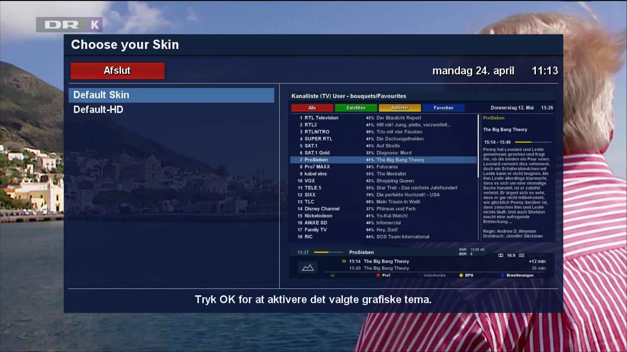 Dreambox skin selector