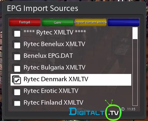 EPG Import sources