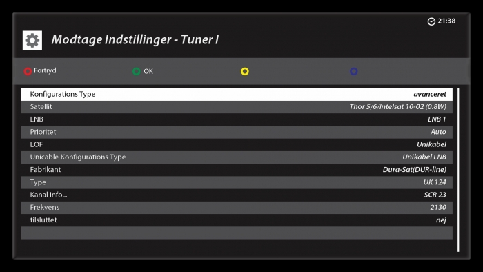 Tuneroversigt Vu FBC DVB S2