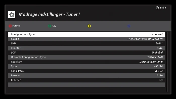 Tuneroversigt Vu FBC DVB S2