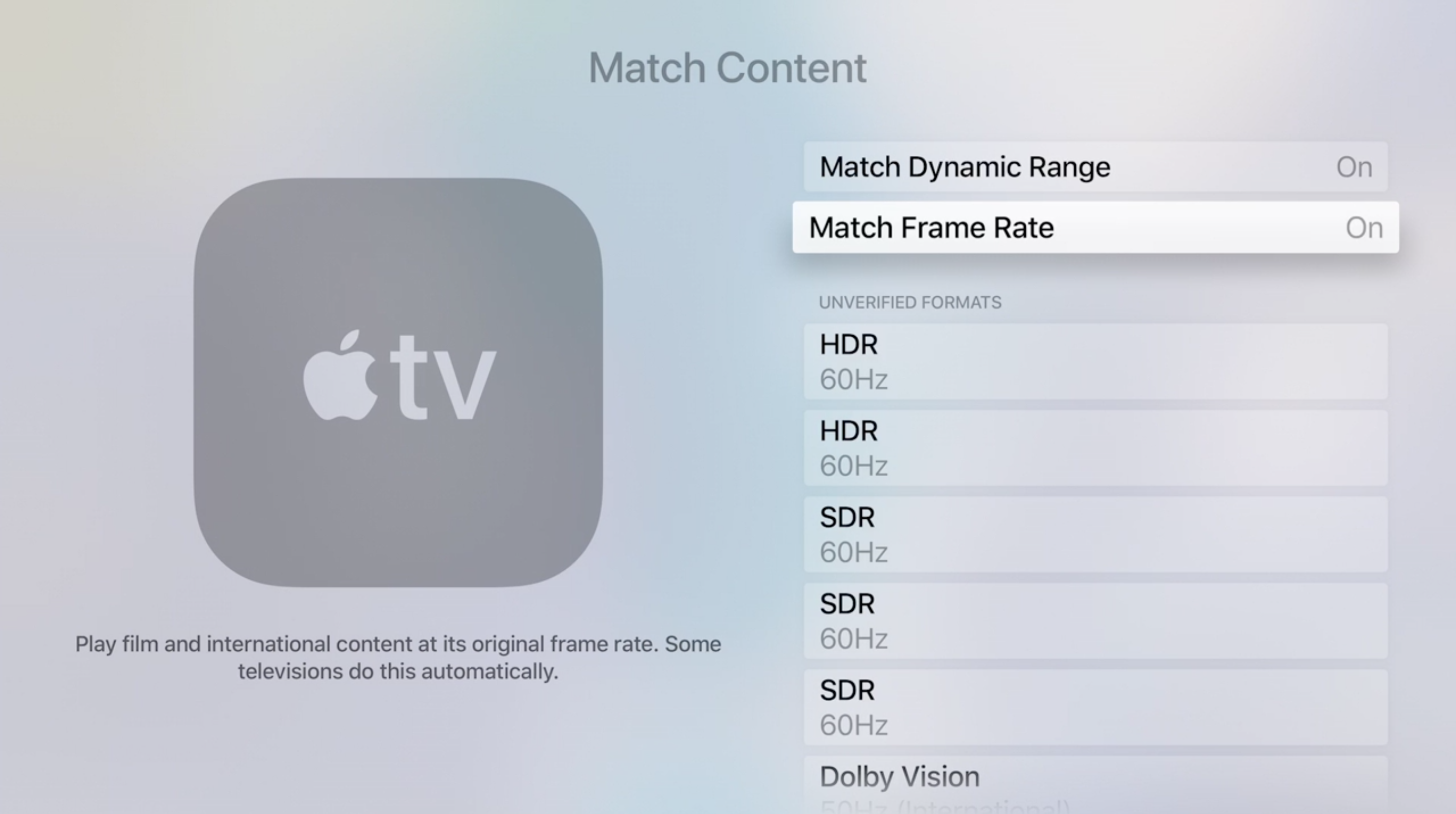 Apple TV4K match