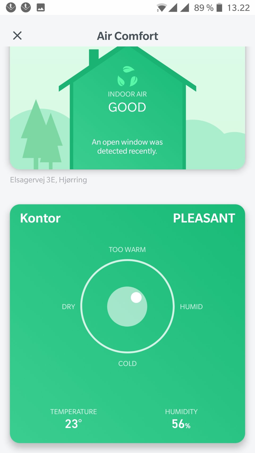 Tado app screeenshot air comfort