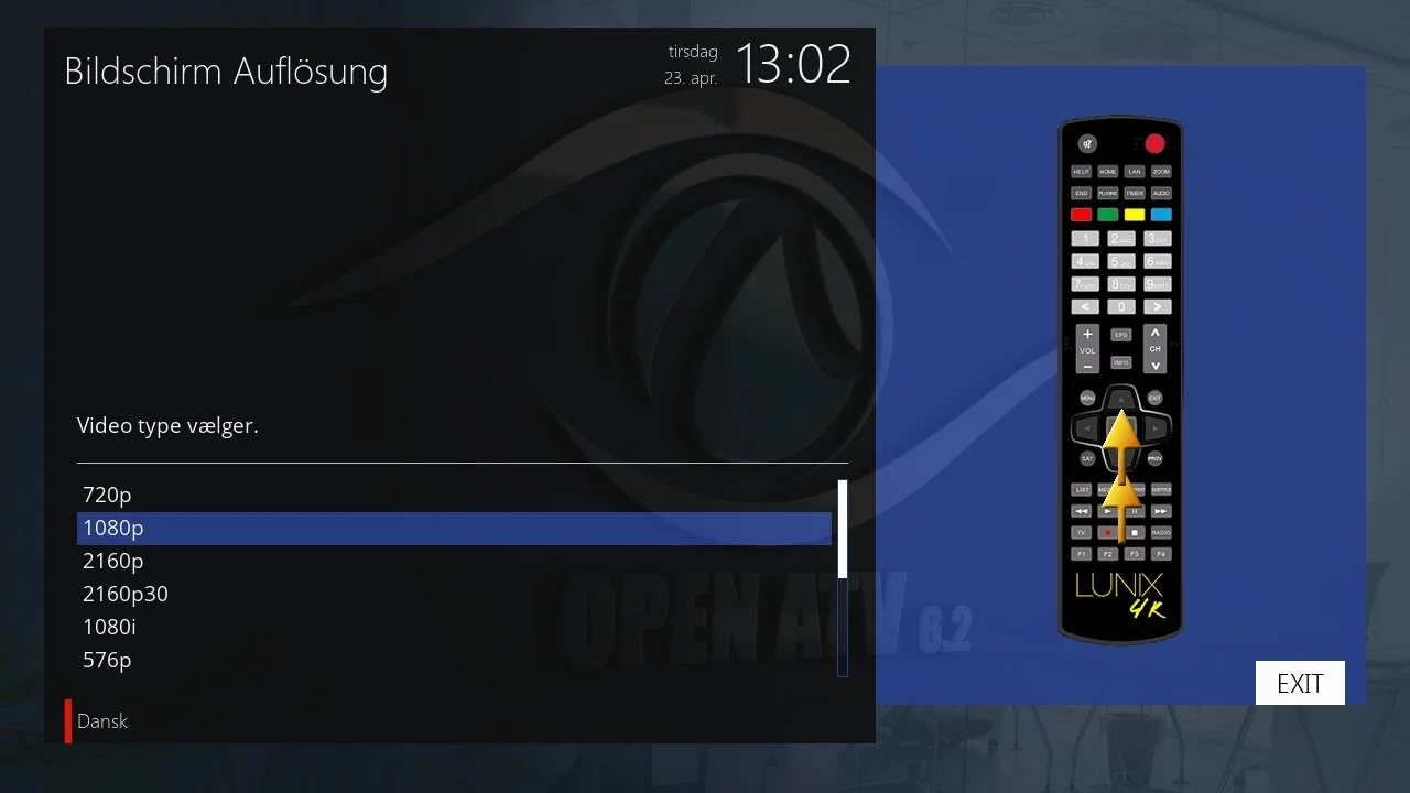 lunix 4k setup screen res openatv