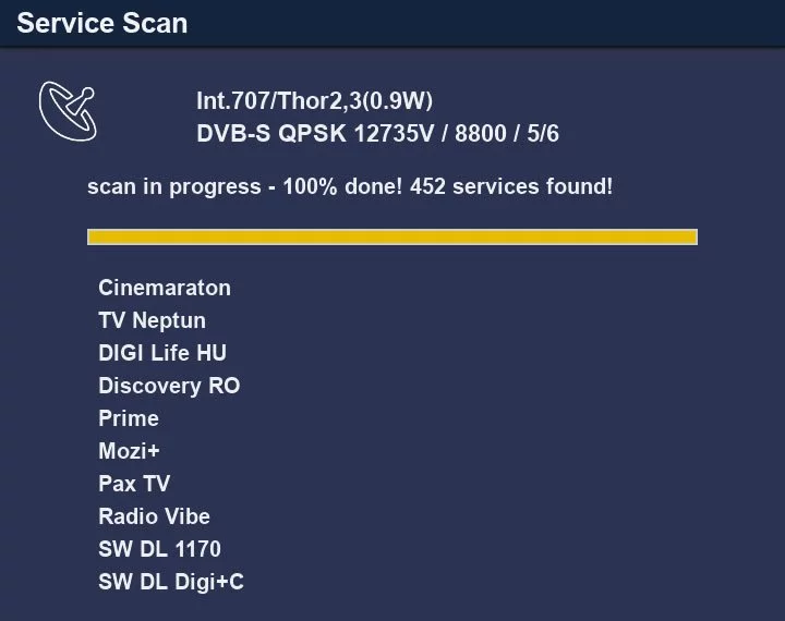 Dreambox One service scan