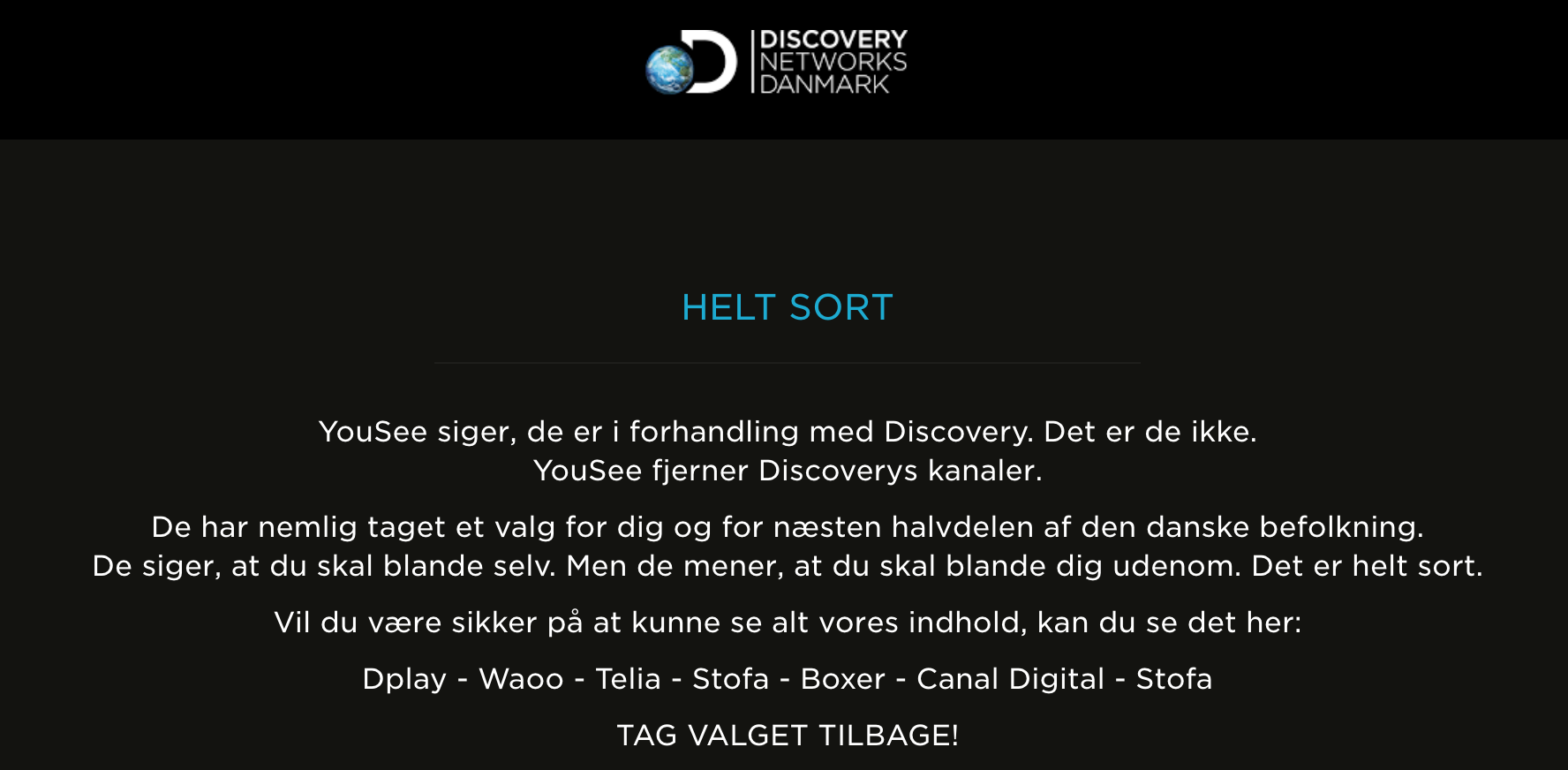 Discovery Networks Helt Sort