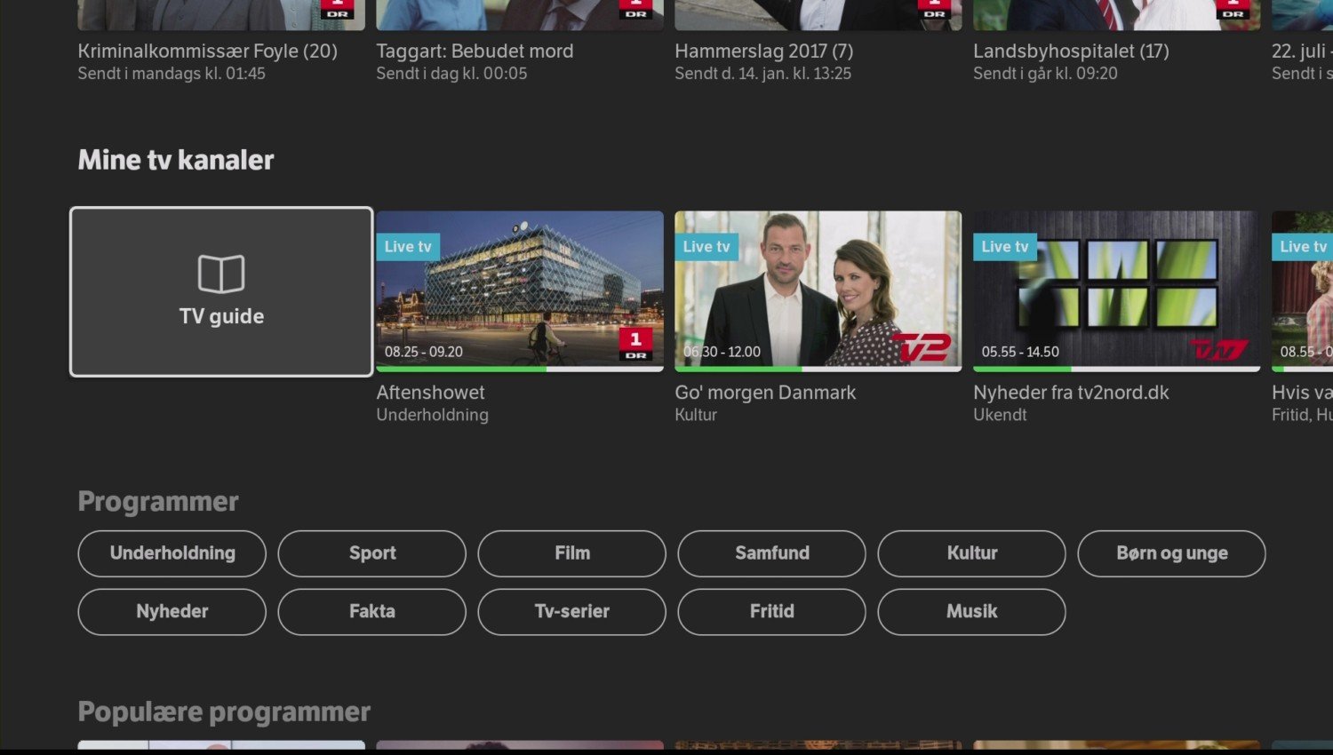 YouSee app Android TV TV Guide menu