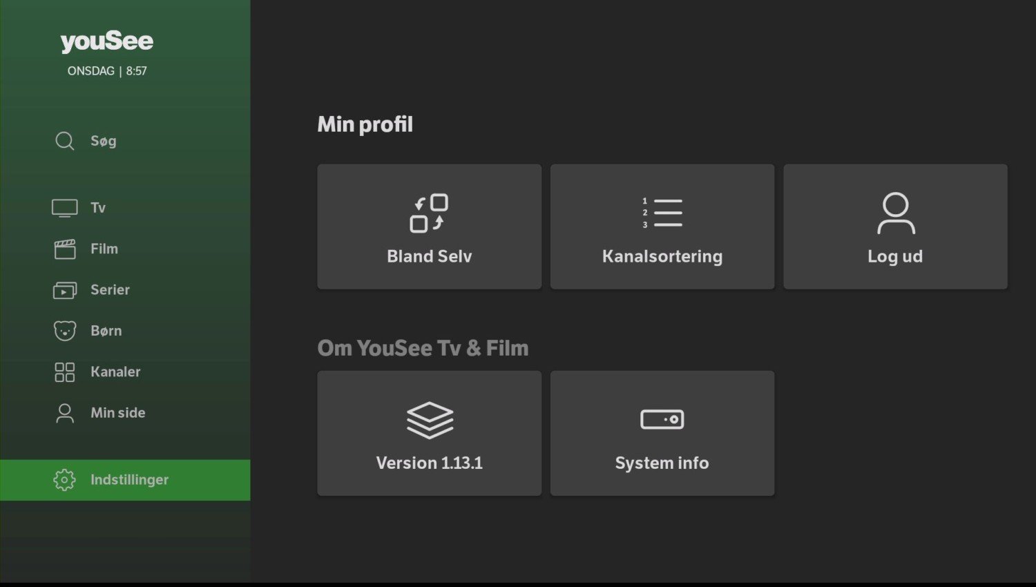 YouSee app Android TV indstillinger