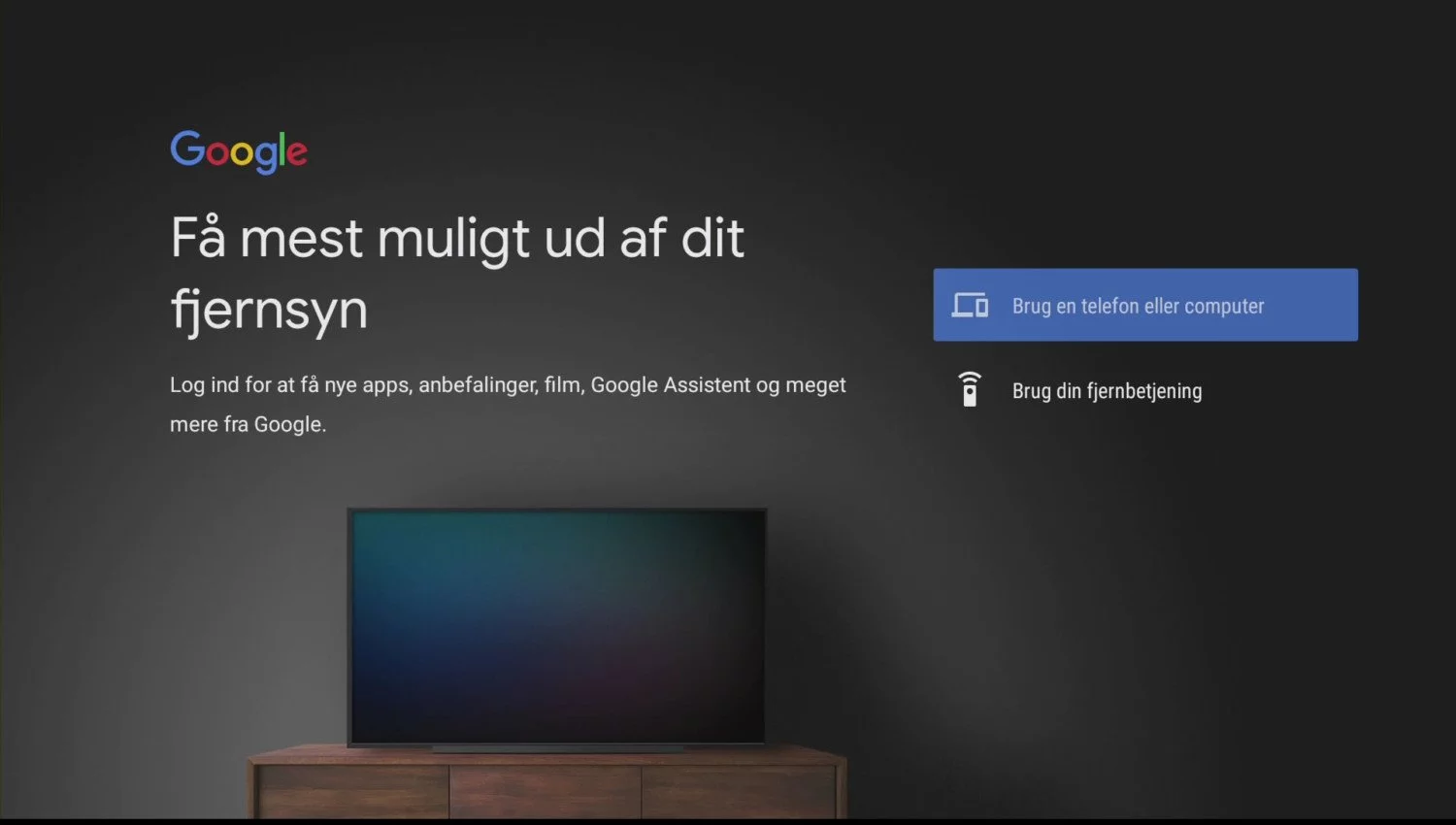 Android TV setup Google konto