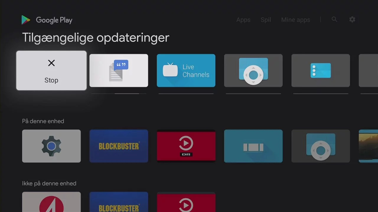 Android TV apps opdateringer