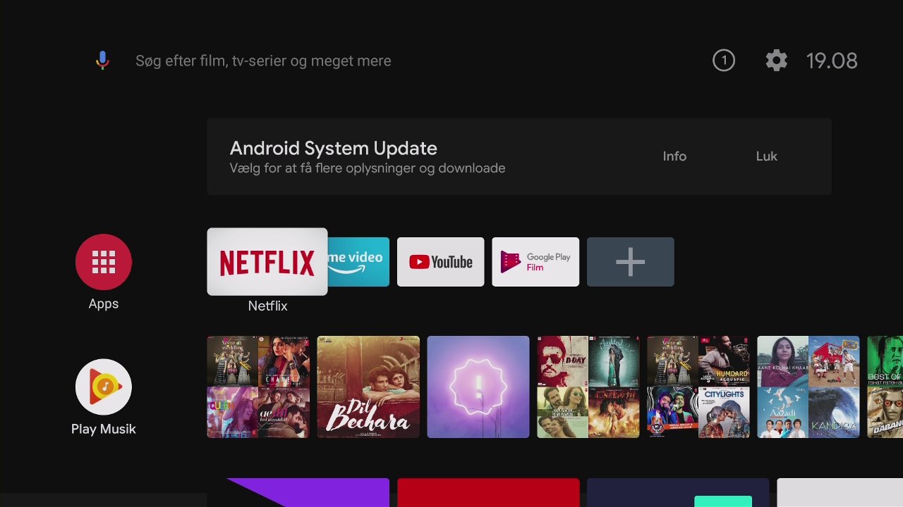 Mi TV Stick Android TV menu