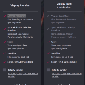 Viaplay Premium Viaplay Total pakker