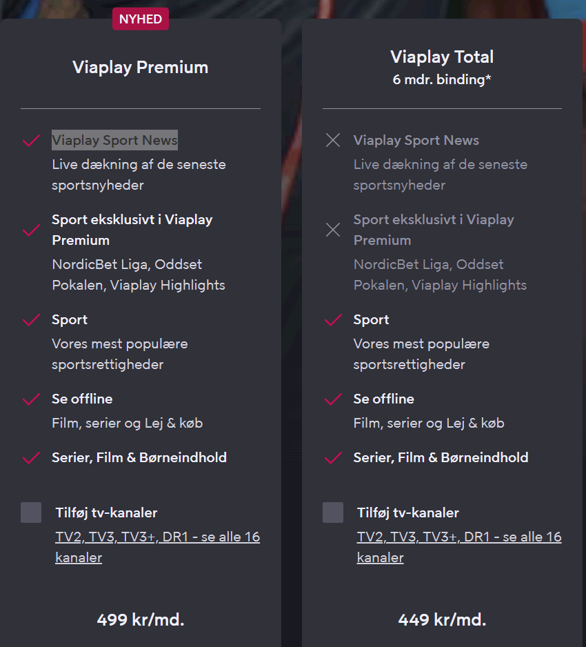 Viaplay Premium Viaplay Total pakker