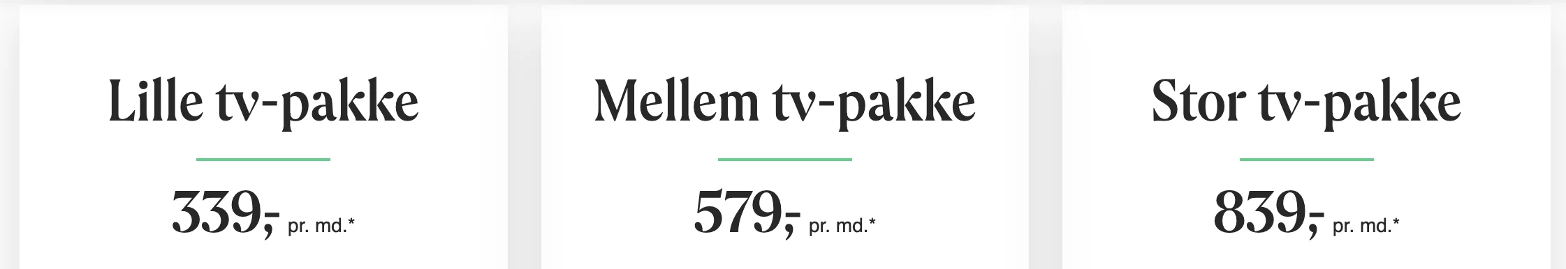 Norlys Faste TV pakkepriser 2025