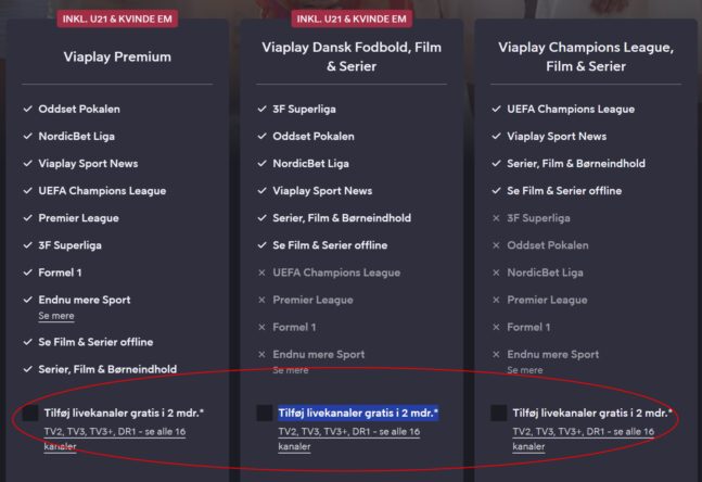Viaplay tilbud live tv