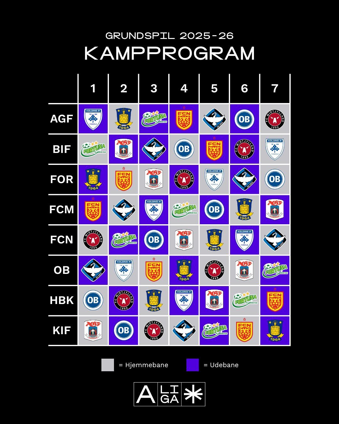 A Liga kampprogram 1-7