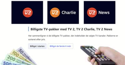 Billigste TV-Pakke med TV 2, TV 2 Charlie, TV 2 News