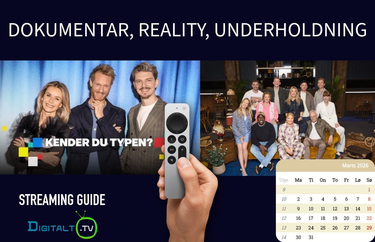 Nye dokumentarer, reality og underholdning på streaming i marts 2026