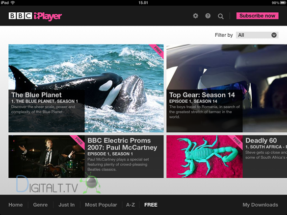 BBC iPlayer iPad applikation
