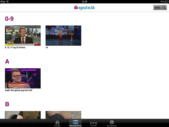TV 2 Sputnik iPad indhold